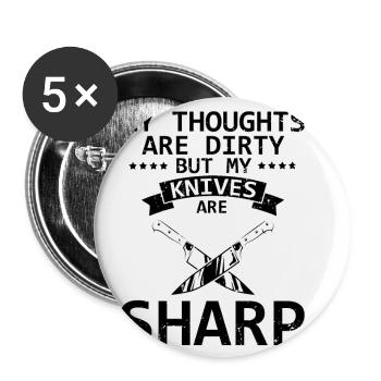 Schmutzige Gedanken Sauber Messer Messersammler - Buttons klein 25 mm (5er Pack) - Weiß - Vorne