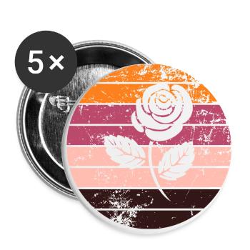 Rose - Lot de 5 petits badges (25 mm) - blanc - Devant