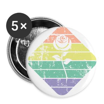 Rose - Lot de 5 petits badges (25 mm) - blanc - Devant
