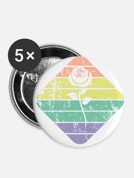 Rose - Buttons klein 25 mm (5er Pack) - Weiß