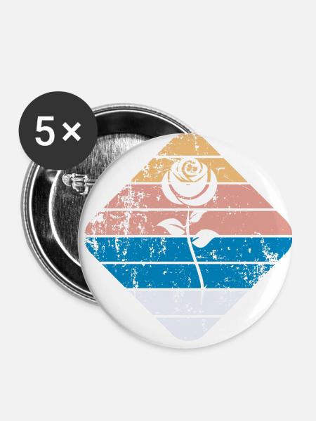 Rose - Buttons klein 25 mm (5er Pack) - Weiß