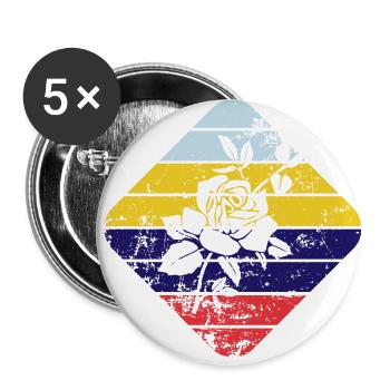 Rose - Lot de 5 petits badges (25 mm) - blanc - Devant