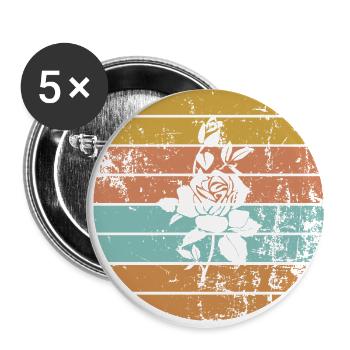 Rose - Lot de 5 petits badges (25 mm) - blanc - Devant