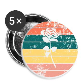 Rose - Lot de 5 petits badges (25 mm) - blanc - Devant