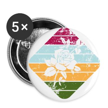 Rose - Lot de 5 petits badges (25 mm) - blanc - Devant