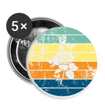 Rose - Lot de 5 petits badges (25 mm) - blanc - Devant