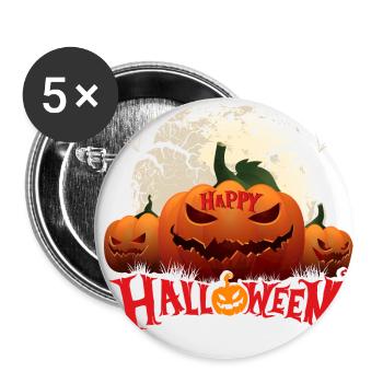 Halloween Kuerbis Zombie Hexe Vampir Kostuem - Buttons klein 25 mm (5er Pack) - Weiß - Vorne