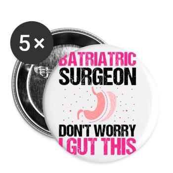 Magenoperation Design für Magenbypass Patient - Buttons klein 25 mm (5er Pack) - Weiß - Vorne