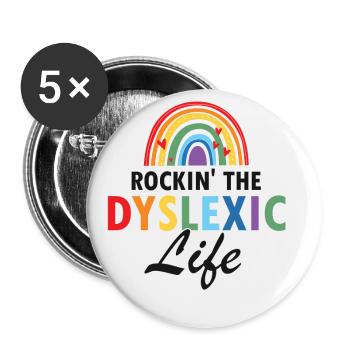 Dyslexia Therapy for Dyslexia Month - Buttons small 1''/25 mm (5-pack) - white - Front
