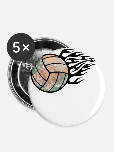 Volleyball - Buttons klein 25 mm (5er Pack) - Weiß