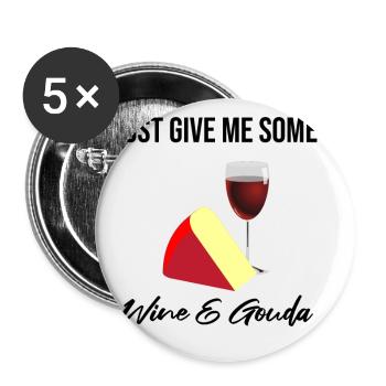 Design de fromage Gouda pour Gouda Fnas et Charcuterie - Lot de 5 petits badges (25 mm) - blanc - Devant