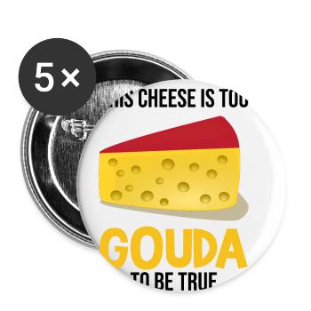 Design de fromage Gouda pour Fnas Gouda et Charcuterie - Lot de 5 petits badges (25 mm) - blanc - Devant