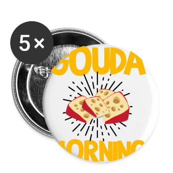 Design de fromage Gouda pour Fnas Gouda et Charcuterie - Lot de 5 petits badges (25 mm) - blanc - Devant