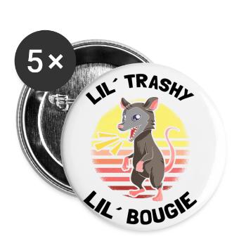 Sariga Design für Opossum und Waschbär - Buttons klein 25 mm (5er Pack) - Weiß - Vorne