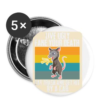 Sariga Design für Opossum und Waschbär - Buttons klein 25 mm (5er Pack) - Weiß - Vorne
