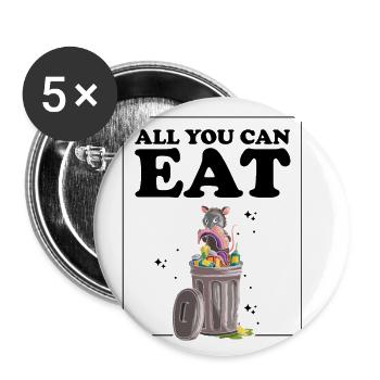 Waschbär Design für Possum und Beutelratte - Buttons klein 25 mm (5er Pack) - Weiß - Vorne