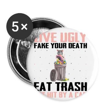 Opossum Design für Waschbär Fans und Beutelratze - Buttons klein 25 mm (5er Pack) - Weiß - Vorne