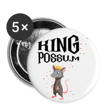 Opossum Design für Waschbär Fans und Beutelratze - Buttons klein 25 mm (5er Pack) - Weiß - Vorne