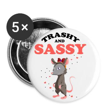 Opossum Design für Waschbär Fans und Beutelratze - Buttons klein 25 mm (5er Pack) - Weiß - Vorne