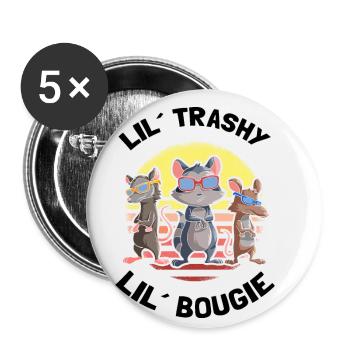 Sariga Design für Opossum und Waschbär - Buttons klein 25 mm (5er Pack) - Weiß - Vorne