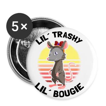 Sariga Design für Opossum und Waschbär - Buttons klein 25 mm (5er Pack) - Weiß - Vorne