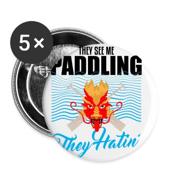 Drachenbootpaddeln für Drachenbootrennen Festival - Buttons klein 25 mm (5er Pack) - Weiß - Vorne