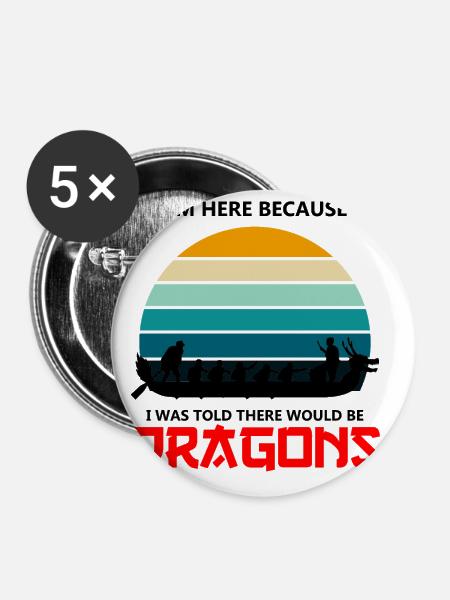 Drachenbootrennen-Design für Drachenbootfahren - Buttons klein 25 mm (5er Pack) - Weiß
