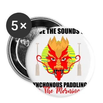 Thème de bateau-dragon pour pagayer en bateau-dragon - Lot de 5 petits badges (25 mm) - blanc - Devant