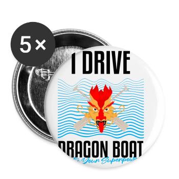 Conception de course de bateaux-dragons pour Dragon Boating - Lot de 5 petits badges (25 mm) - blanc - Devant