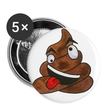 Kackhaufen Bullshit verrückte Kacke Scheiße Emoji - Lot de 5 petits badges (25 mm) - blanc - Devant