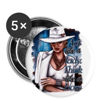 girlboss illustration woman - Buttons small 1''/25 mm (5-pack) - white - Front