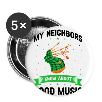 Citation de cornemuse pour les musiciens écossais et de cornemuse - Lot de 5 petits badges (25 mm) - blanc - Devant