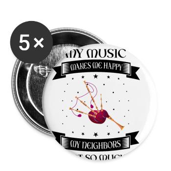 Formation à la cornemuse et à la cornemuse - Lot de 5 petits badges (25 mm) - blanc - Devant