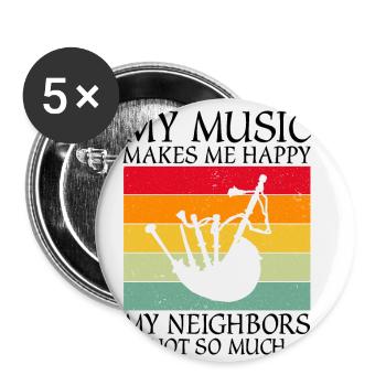 Citation de cornemuse pour les musiciens écossais et de cornemuse - Lot de 5 petits badges (25 mm) - blanc - Devant