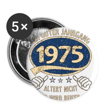 48. Geburtstag 1975 Guter Jahrgang - Buttons klein 25 mm (5er Pack) - Weiß - Vorne
