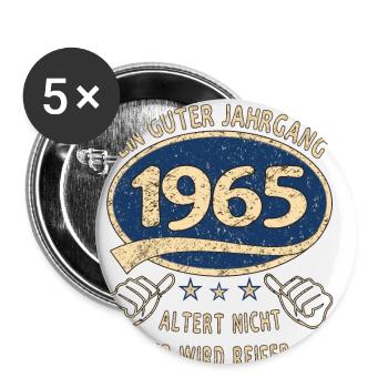 58. Geburtstag 1965 Guter Jahrgang - Buttons klein 25 mm (5er Pack) - Weiß - Vorne