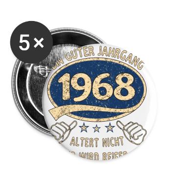 55. Geburtstag 1968 Guter Jahrgang - Buttons klein 25 mm (5er Pack) - Weiß - Vorne