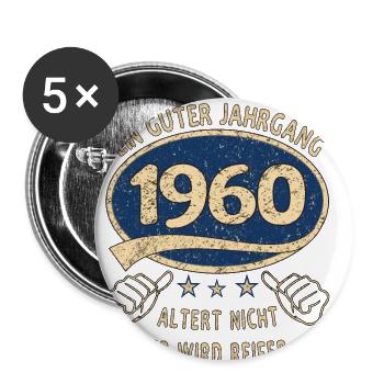 63. Geburtstag 1960 Guter Jahrgang - Buttons klein 25 mm (5er Pack) - Weiß - Vorne