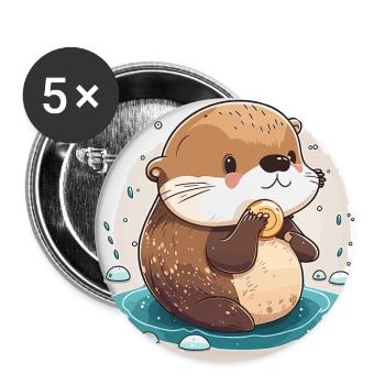 Loutre de mer - Lot de 5 petits badges (25 mm) - blanc - Devant