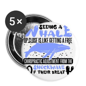 Marine mammals for orca watching and humpback whale - Buttons small 1''/25 mm (5-pack) - white - Front