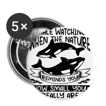 Citation de baleine pour le rorqual bleu et le béluga - Lot de 5 petits badges (25 mm) - blanc - Devant