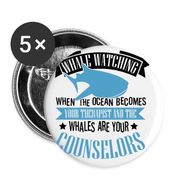 Blue whale for beluga whale and marine mammals - Buttons small 1''/25 mm (5-pack) - white - Front