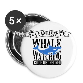 Marine mammals for orca watching and humpback whale - Buttons small 1''/25 mm (5-pack) - white - Front