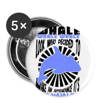 Citation de baleine pour le rorqual bleu et le béluga - Lot de 5 petits badges (25 mm) - blanc - Devant