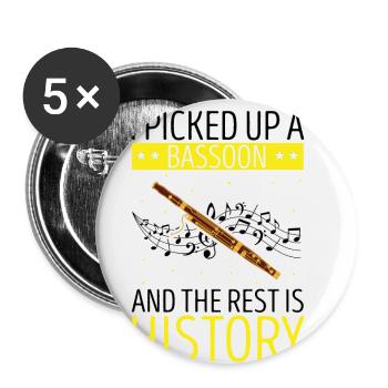 Conception d’instruments à vent bassoniste pour bassoniste - Lot de 5 petits badges (25 mm) - blanc - Devant