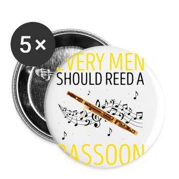 Bassoon Wind Instrument Design for Bassoonist - Buttons small 1''/25 mm (5-pack) - white - Front