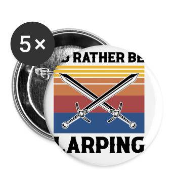 Citation Larper pour les jeux de rôle GN et fantastiques - Lot de 5 petits badges (25 mm) - blanc - Devant