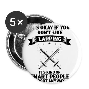 Citation de jeu de rôle pour Larper et Larp - Lot de 5 petits badges (25 mm) - blanc - Devant