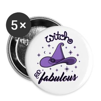 Witch and Fabulous - Buttons small 1''/25 mm (5-pack) - white - Front