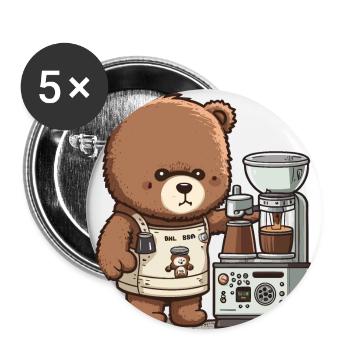 Barista Ours - Lot de 5 petits badges (25 mm) - blanc - Devant